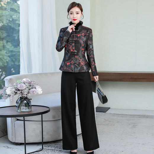 AHM asy5279新款时尚小香风坠感阔腿裤显瘦两件套 商品图0