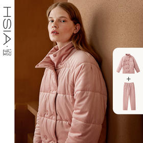 HSIA遐 冬季加厚睡衣女时尚立领夹棉灯芯绒显瘦可外穿家居服套装