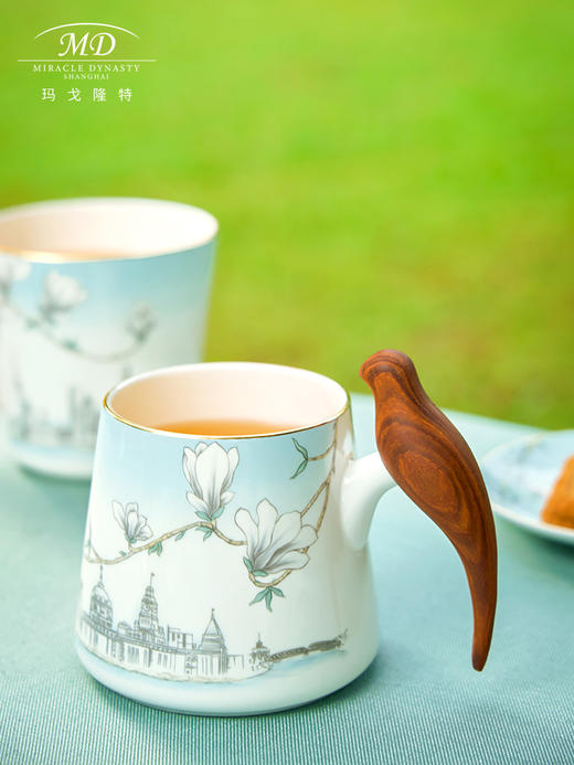 【玛戈隆特】进博盛宴幸福小鸟对杯 木把手家用骨瓷情侣对杯 商品图2