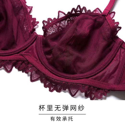 HSIA遐 大胸显小文胸三角杯复古大码有钢圈性感丝绒薄款内衣女 商品图4