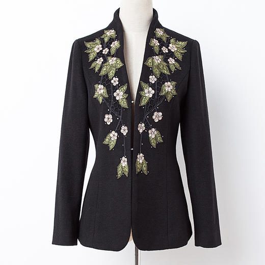 MY-8816秋季新款纯色绣花毛呢外套 商品图3