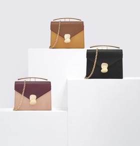 【服饰鞋包】秋季新品拼色信封包 金属手柄饰手提单肩包女