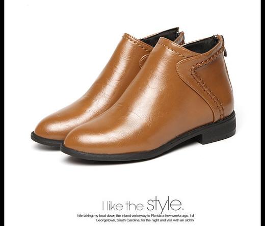 LMY-x03秋季新款低跟尖头后拉链女皮靴 商品图2