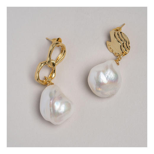 APRESI｜SWIRLING Pearl Earrings [自然线条感珍珠耳环 不对称] 商品图2