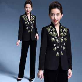 MY-8816秋季新款纯色绣花毛呢外套