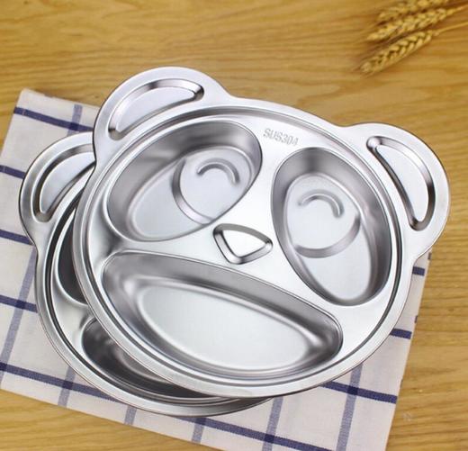 【餐具】304不锈钢餐具儿童食堂熊猫餐盘分格餐具饭盘 商品图0