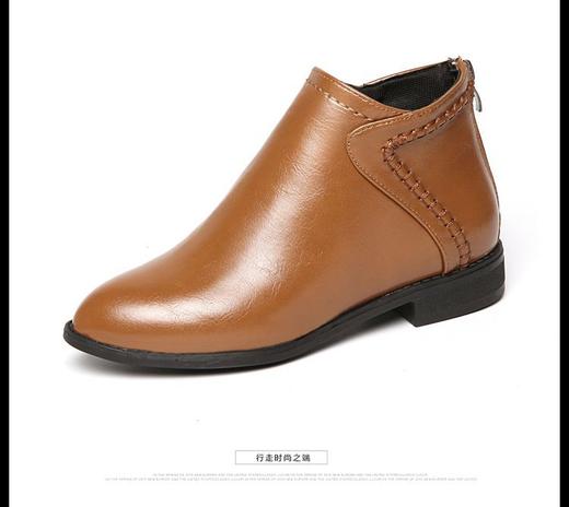 LMY-x03秋季新款低跟尖头后拉链女皮靴 商品图4