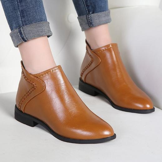 LMY-x03秋季新款低跟尖头后拉链女皮靴 商品图1