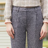 欧芮儿格子拼接灰色九分裤女高腰春装2019款女装显瘦哈伦休闲裤 商品缩略图3