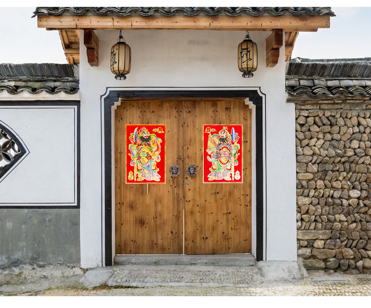 灵机吉品武门神日月门神门贴