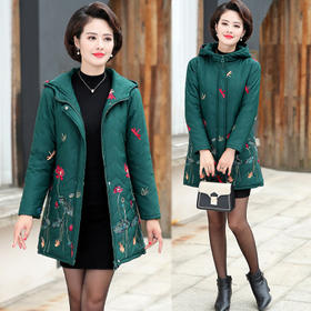 YCE	1313-8870老年人绣花棉袄女冬装新款妈妈棉衣短款厚中年女秋冬羽绒棉服外套