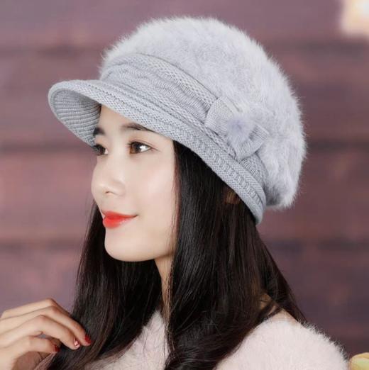 pdd帽子女秋冬季韩版兔毛帽百搭洋气鸭舌帽保暖针织毛线帽加绒时尚帽