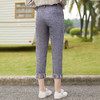 欧芮儿格子拼接灰色九分裤女高腰春装2019款女装显瘦哈伦休闲裤 商品缩略图2