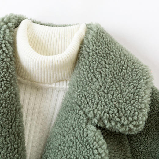 KE-1908秋冬新款宽松纯色翻领网红同款羊剪颗粒绒外套 商品图4