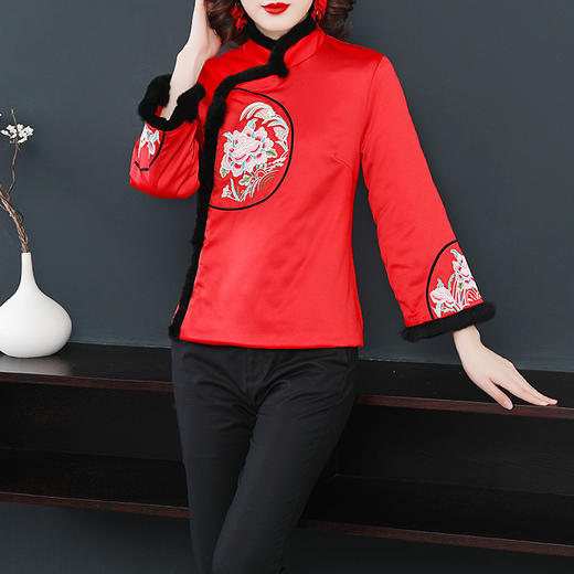 MWYG-9JC30286秋季新款雪花麻刺绣中年妈妈装礼服 商品图0