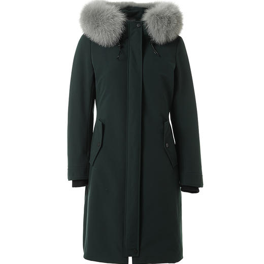 乔万尼冬季双面穿鸭绒修身收腰毛领连帽羽绒服女长款EN4T838 商品图3