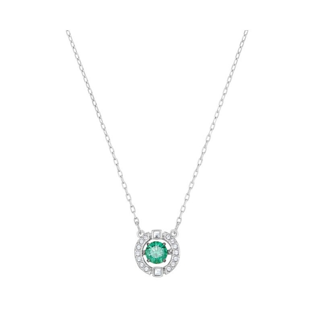 【香港直邮】SWAROVSKI 施华洛世奇 圆形跳动的心项链 镀白金色-绿跳5496308JPY带授权招加盟代理