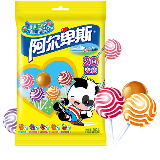 阿尔卑斯 经典混合口味 硬糖棒棒糖20支装 儿童糖果 经典棒棒糖 休闲零食200g 商品图0