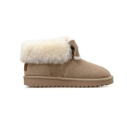 温莎雪地靴女2019冬季款百搭甜美蝴蝶结短筒靴子舒适保暖加绒棉鞋