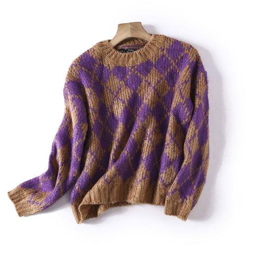 女装2019秋冬新款青春优雅设计感提花圆领针织毛衣a110628