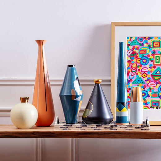 奇居良品 弗罗拉系列设计师款现代抽象艺术陶瓷装饰摆瓶花瓶客厅家居