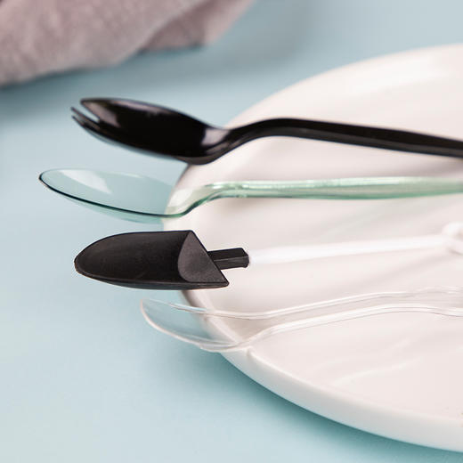 喇叭花透明一次性塑料勺子布丁勺酸奶勺冰淇淋勺雪糕勺甜品勺铲子勺100支 商品图6