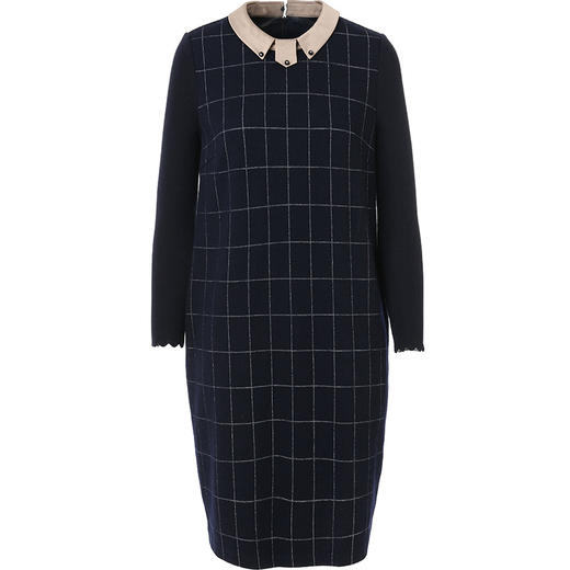 乔万尼连衣裙修身显瘦羊毛裙长袖格子连衣裙中长款冬EN4E705 商品图3