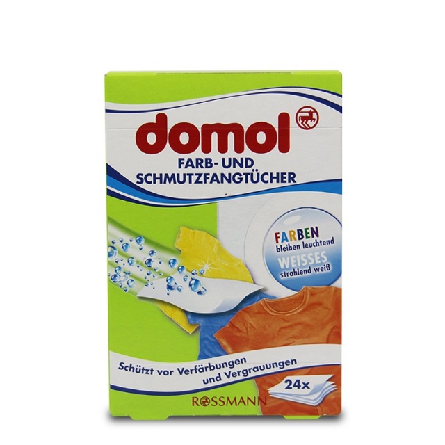 德国进口Domol 衣物防染色串色纸 吸色片 防掉色防褪色洗衣纸24片JPY带授权招加盟代理