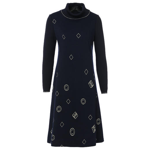 乔万尼女秋冬修身收腰气质羊毛连衣裙长袖裙打底中长款EN4E706 商品图3