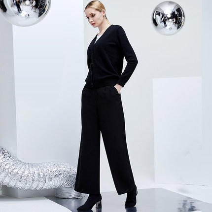 Supield素湃黑科技蓝奇热宇航气凝胶防寒阔腿裤女潮流显瘦黑裤子 商品图1