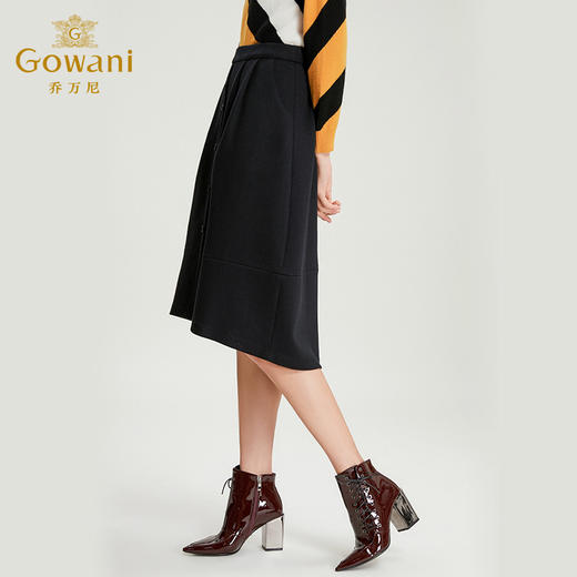乔万尼半身裙女冬季黑色休闲半裙高腰显瘦裙中长款EN4D852 商品图1