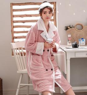 【服饰鞋包】睡衣女秋冬加厚保暖长毛绒甜美家居服居家晨袍软绵绵睡衣