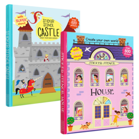 【企鹅爸爸】文脉出品House+Castle静电贴纸书房屋设计师+城堡军事家儿童早教益智游戏认知英文原版绘本正版图书籍