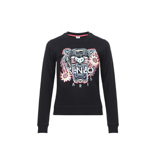 KENZO 高田贤三 女士黑色虎头刺绣棉质圆领长袖卫衣运动衫 F962 SW712 4XO 99 商品图0