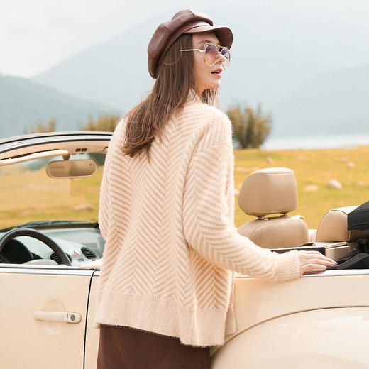 欧芮儿粗毛线开衫毛衣女秋冬装加厚保暖针织衫外套女中长款 商品图2