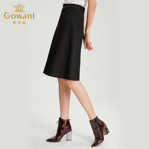 乔万尼冬裙女a字半身裙黑色显瘦气质中长裙百搭休闲裙EN4D851 商品图1