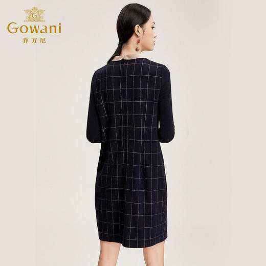乔万尼连衣裙修身显瘦羊毛裙长袖格子连衣裙中长款冬EN4E705 商品图2