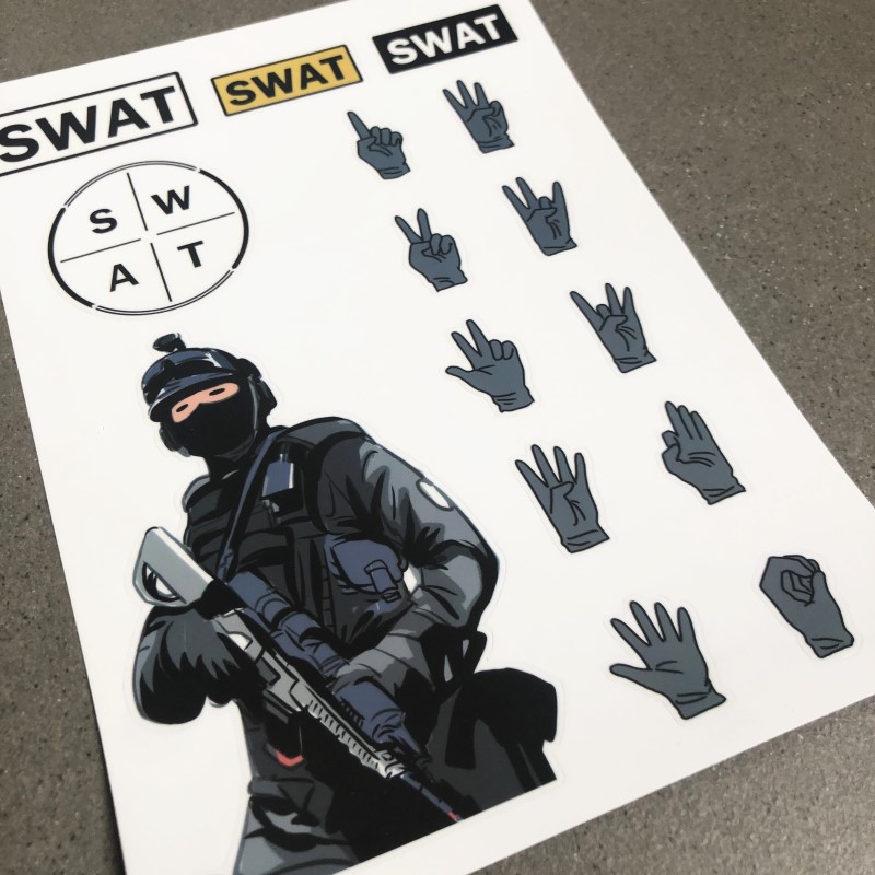 叱咤精美透明卡通创意贴纸-SWAT款