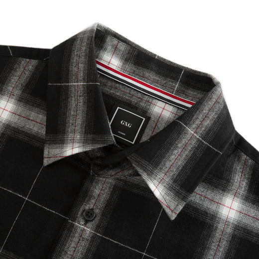 GXG男装2019年冬季新格纹格子刺绣长袖衬衫男衬衣外套 GY103790G 商品图2