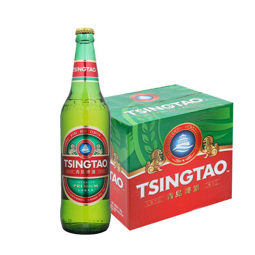 青岛啤酒香港双狮子640ml12大瓶麦香浓郁香醇爽口
