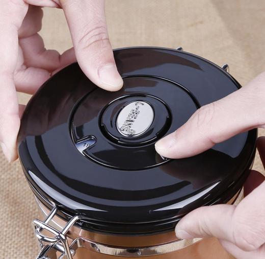 【厨房配件】带排气阀304不锈钢密封罐咖啡豆储存罐干果茶叶罐 商品图2