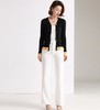 【服饰鞋包】秋冬新款羊毛V领撞色短款修身毛衣女装开衫外套简约时尚设计 商品缩略图2