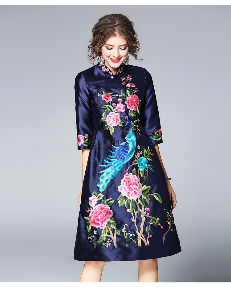 syfs-2019新款文艺复古民族风重工刺绣大码连衣裙 - 唐织绾女装店