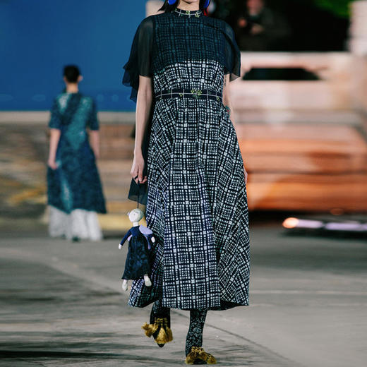 林栖设计小店蓝印花布系列春夏女装新品蓝染纯棉拼真丝长款无袖连衣裙