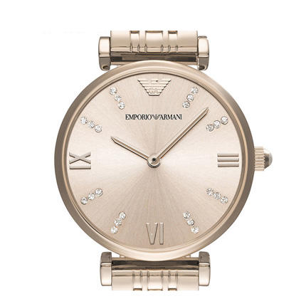 美国直邮armani意大利阿玛尼手表简约钢带水晶石英女表腕表ar11059