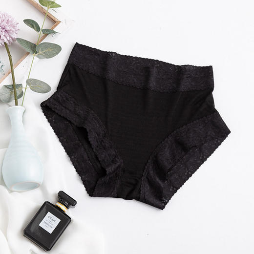 丁摩 真丝内裤女透气舒适天然桑蚕丝蕾丝包臀性感大码无痕平角内裤加大5条组S066 商品图6