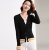 【服饰鞋包】秋冬新款羊毛V领撞色短款修身毛衣女装开衫外套简约时尚设计 商品缩略图0