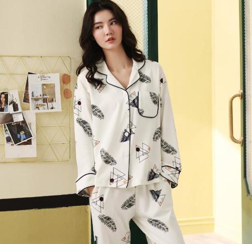 【服饰鞋包】秋冬季长袖开衫睡衣女士家居服套装睡衣两件套 商品图2