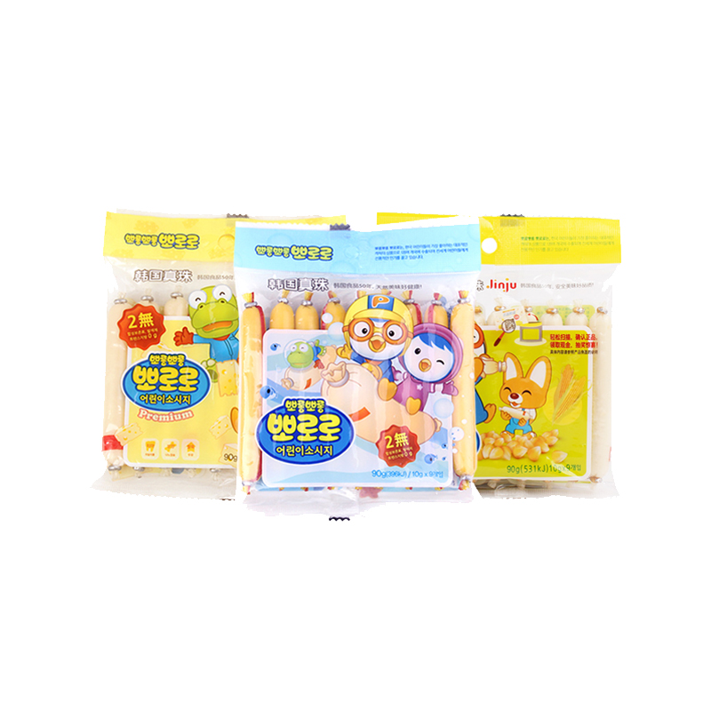 韩国宝噜噜DHA+奶酪+玉米鳕鱼肠组合90gJPY带授权招加盟代理