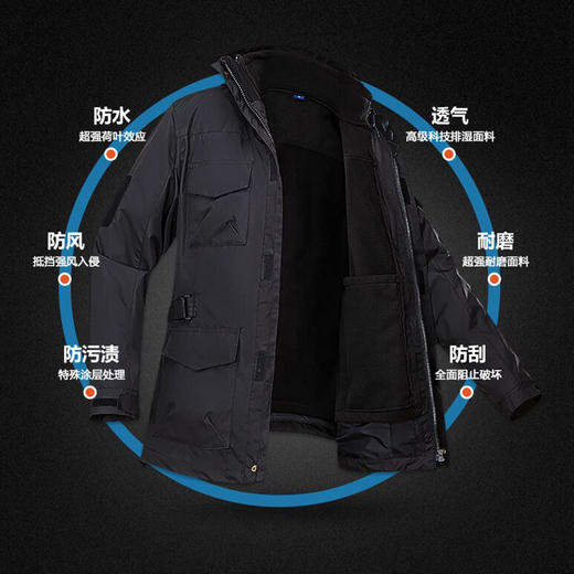 战术软壳防风防水登山服三合一冲锋衣男 抓绒可拆冲锋衣 商品图0